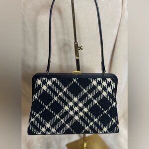 SOLD Vintage Burberry Wool and Leather Handbag